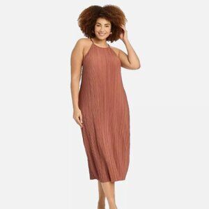 Brown Halter Midi Dress